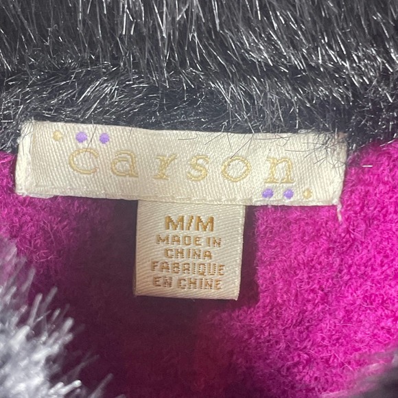 Carson Purple Hook 100% Wool Fuzzy Floral‎ Embroidered Sweater Vest Womens Sz M - Picture 4 of 7